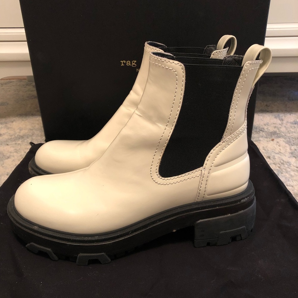 Rag & Bone white Chelsea Boots - Picture 10 of 11